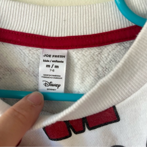 Disney Minnie Mouse Sweatshirt Girls 7/8 White Red Bow All Over Print Joe Fresh - Picture 3 of 9
